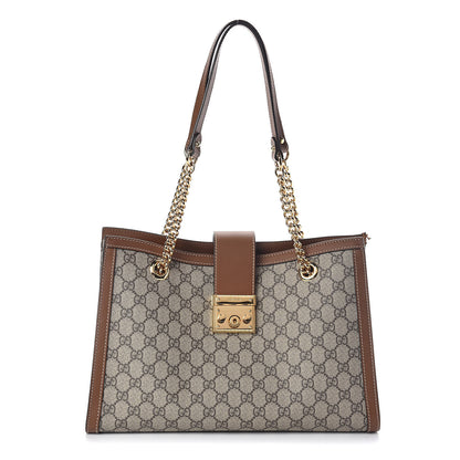 Gucci GG Supreme Monogram Medium Padlock Tote Beige Cuir 1 of 10