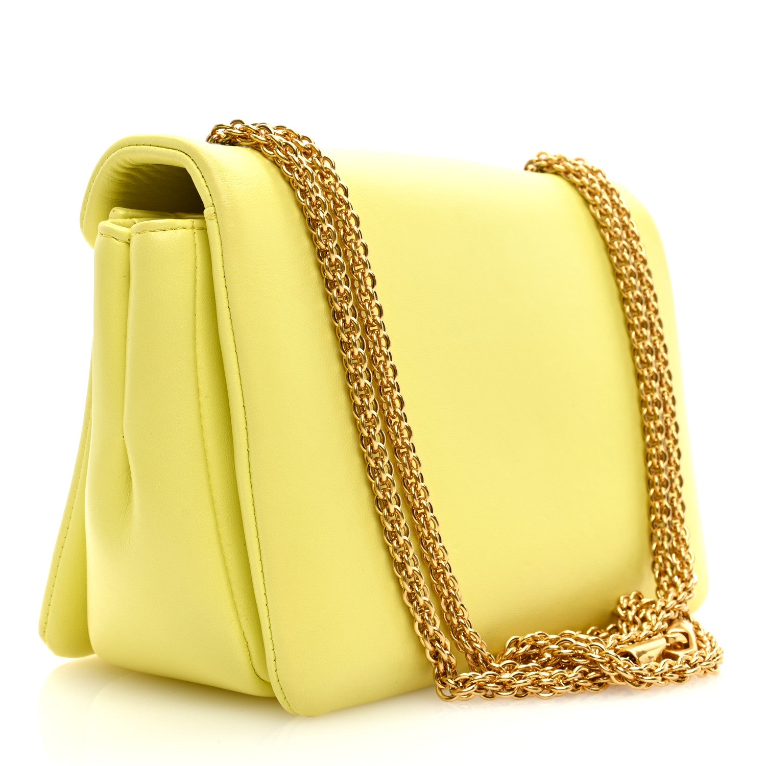 Valentino Garavani Nappa One Stud Chain Clutch Pale Yellow 3 of 8