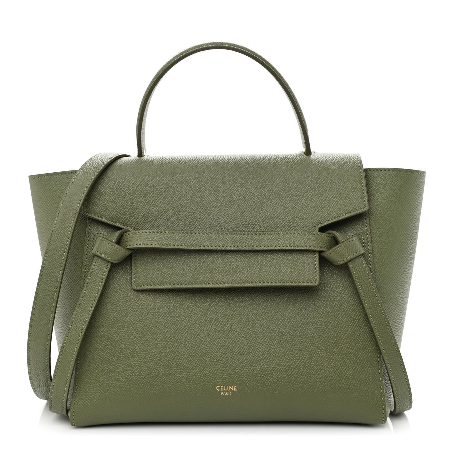 Grained Calfskin Micro Belt Bag Army Green