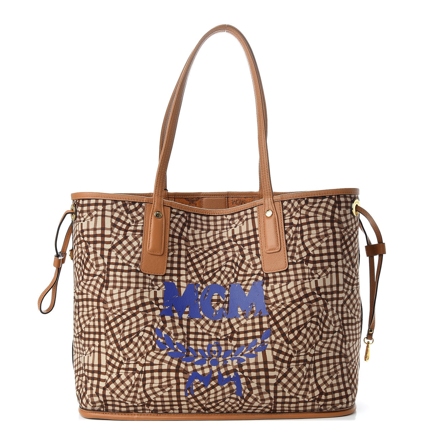 MCM Visetos Medium Liz Reversible Shopper Tote Cognac 4 of 10