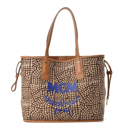 MCM Visetos Medium Liz Reversible Shopper Tote Cognac 4 of 10