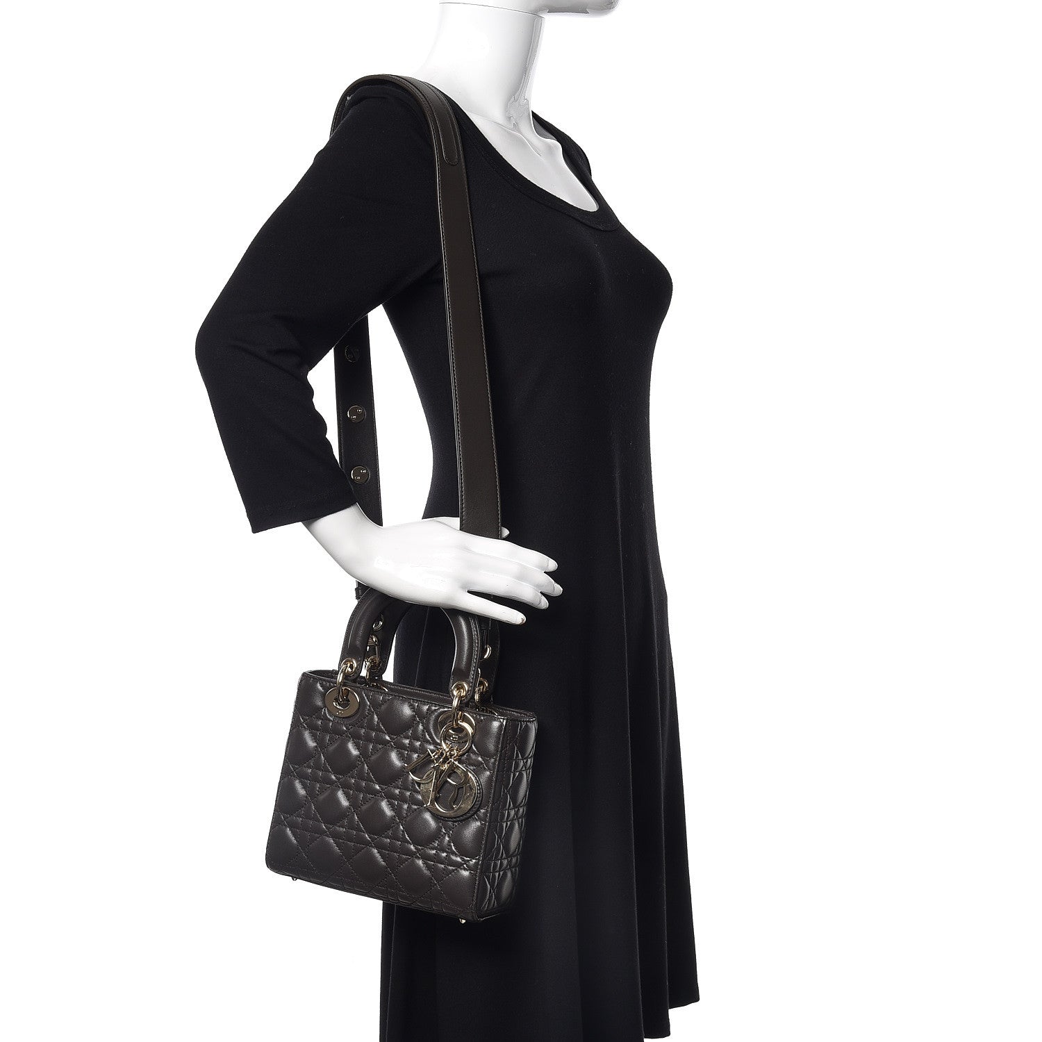 Christian Dior Lambskin Cannage Small My Lady Dior Dark Grey 2 of 8
