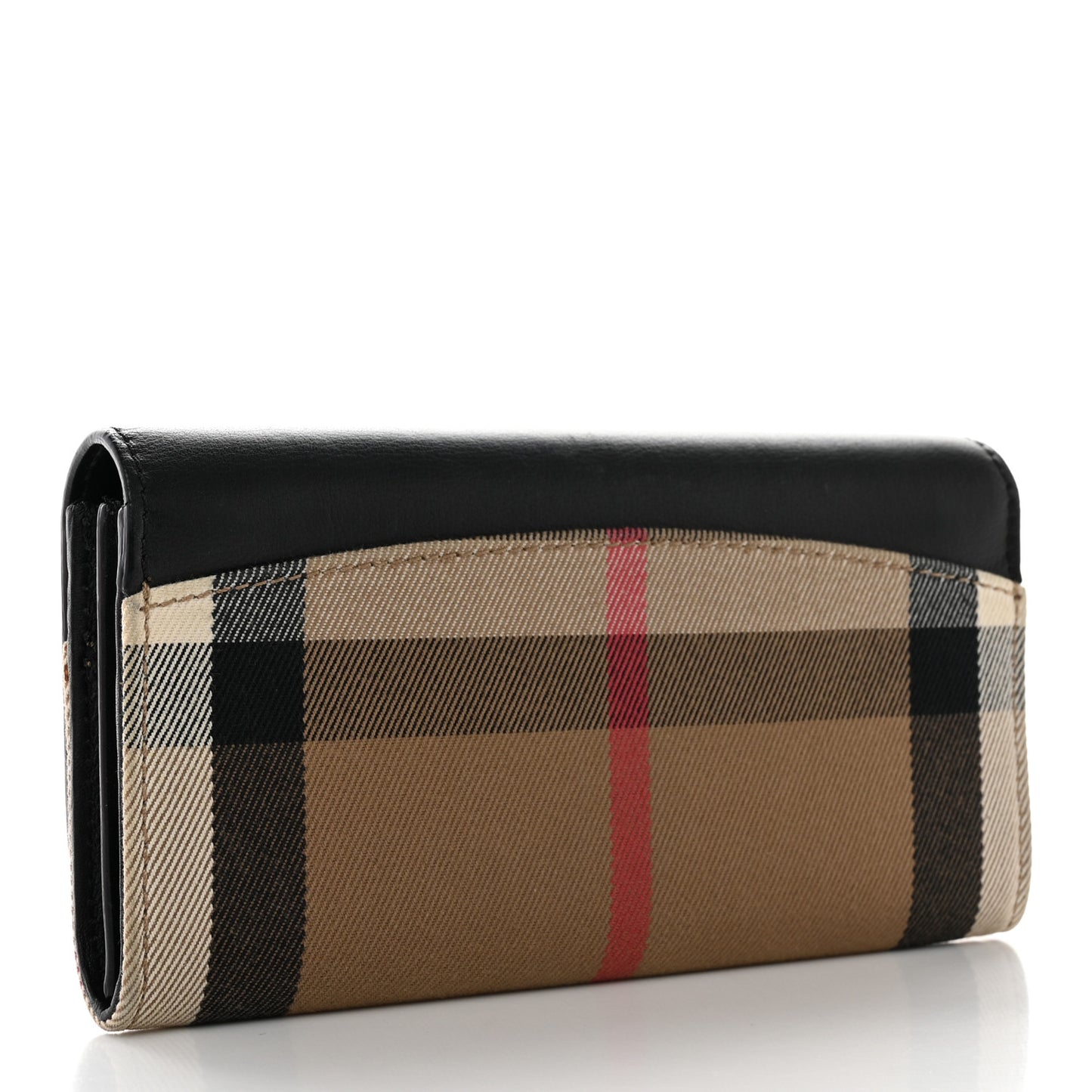 Calfskin House Check Porter Continental Wallet Black