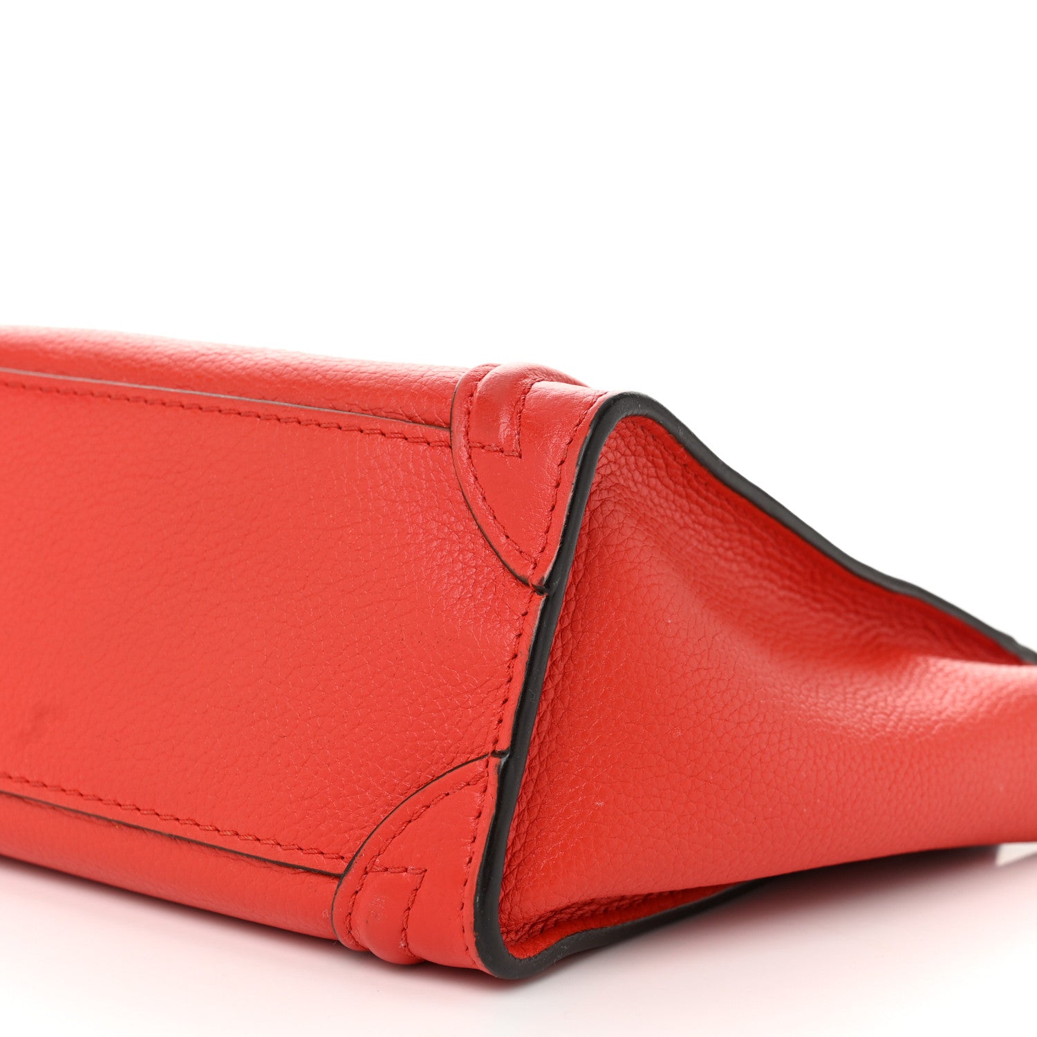 Celine Drummed Calfskin Nano Luggage Vermillion 9 of 11