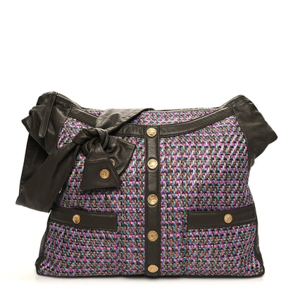 Chanel Tweed Lambskin Large Girl Bag Purple Multicolor 1 of 10