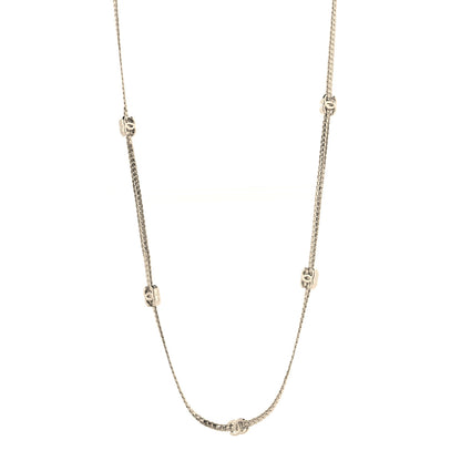Chanel Metal CC Long Chain Necklace Silver 1 of 5