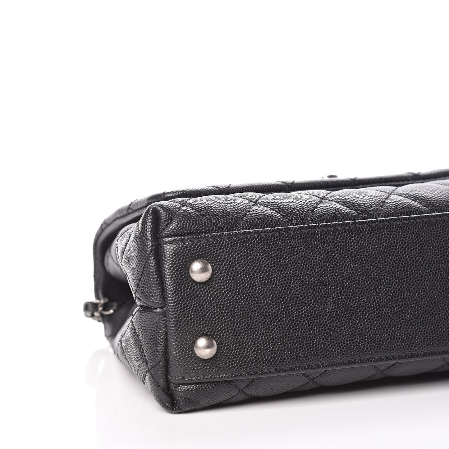 Caviar Lizard Quilted Mini Coco Handle Flap Black
