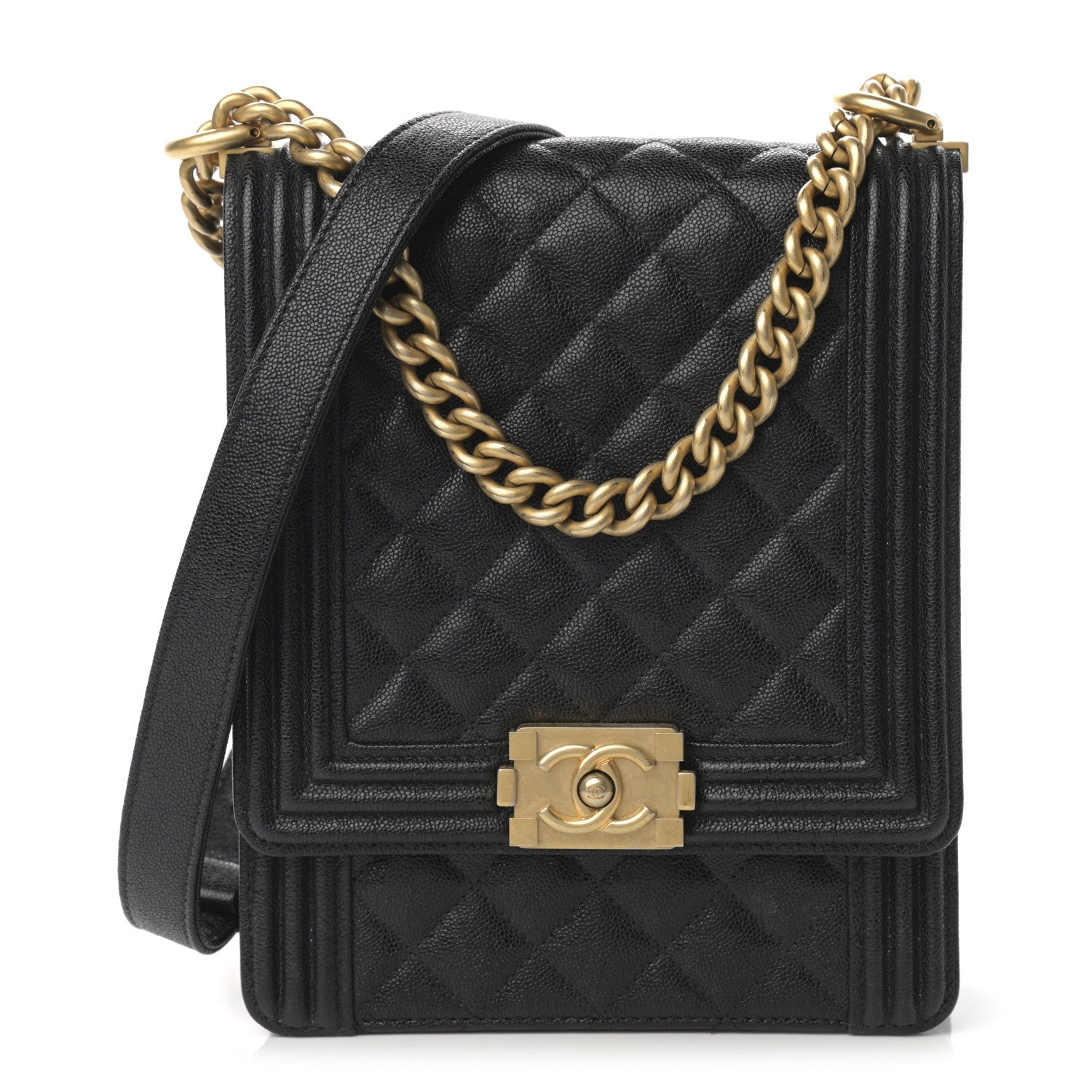 Chanel Caviar Quilted North South Boy Flap Black 1 of 11