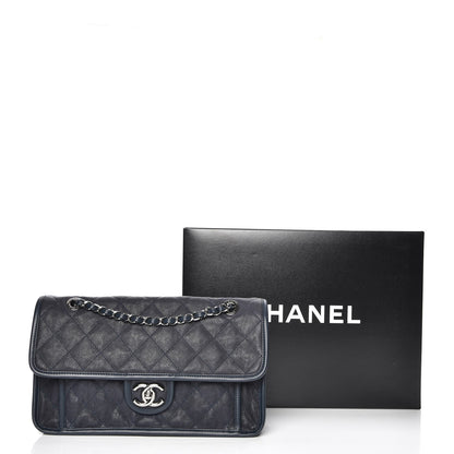 Chanel Caviar Quilted Medium French Riviera Flap Dark Navy Blue 9 of 9