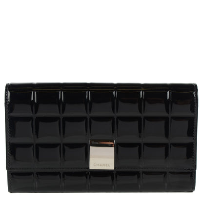 Chanel Patent Chocolate Bar Quilted Long Wallet Black 1 of 7