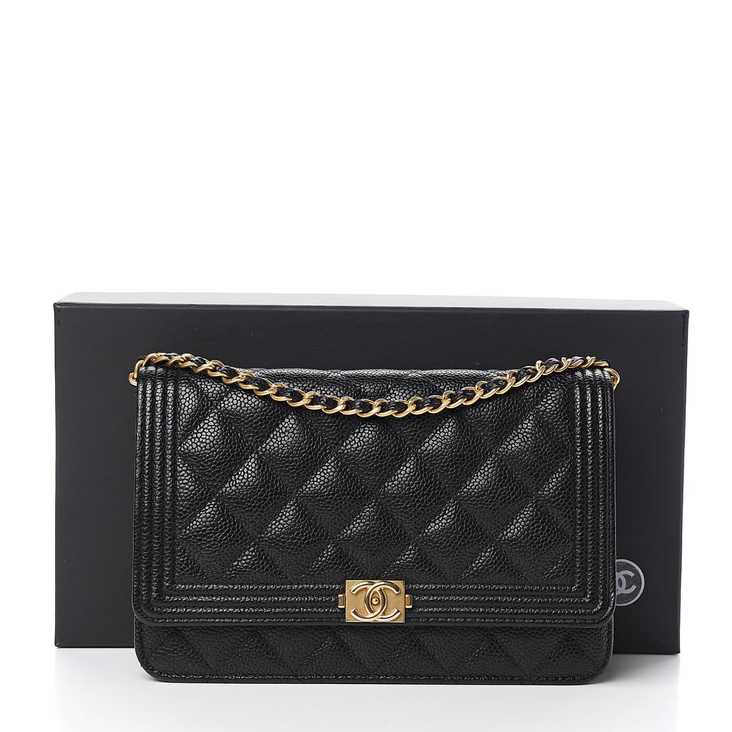 Caviar Quilted Boy Wallet On Chain WOC Black