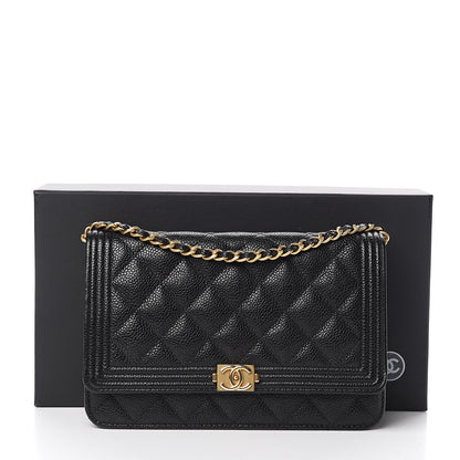 Chanel Caviar Quilted Boy Wallet On Chain WOC Black 12 of 12