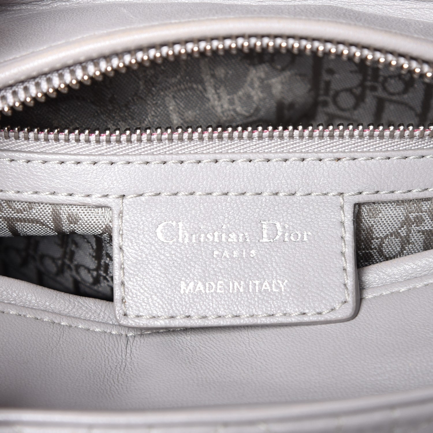 Christian Dior Lambskin Cannage Medium Lady Dior Grey 7 of 8