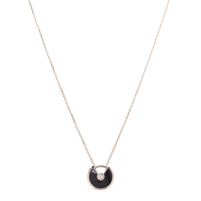 Cartier 18K Pink Gold Diamond Black Onyx XS Amulette de Cartier Pendant Necklace 1 of 7