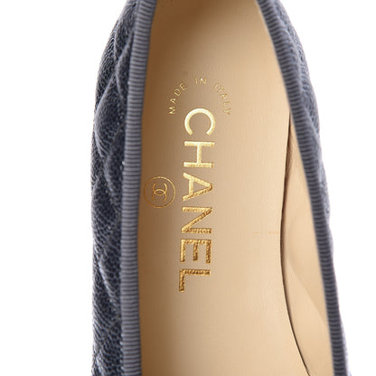 Chanel Metallic Caviar Quilted Cap Toe Ballerina Flats 36.5 Anthracite 7 of 9