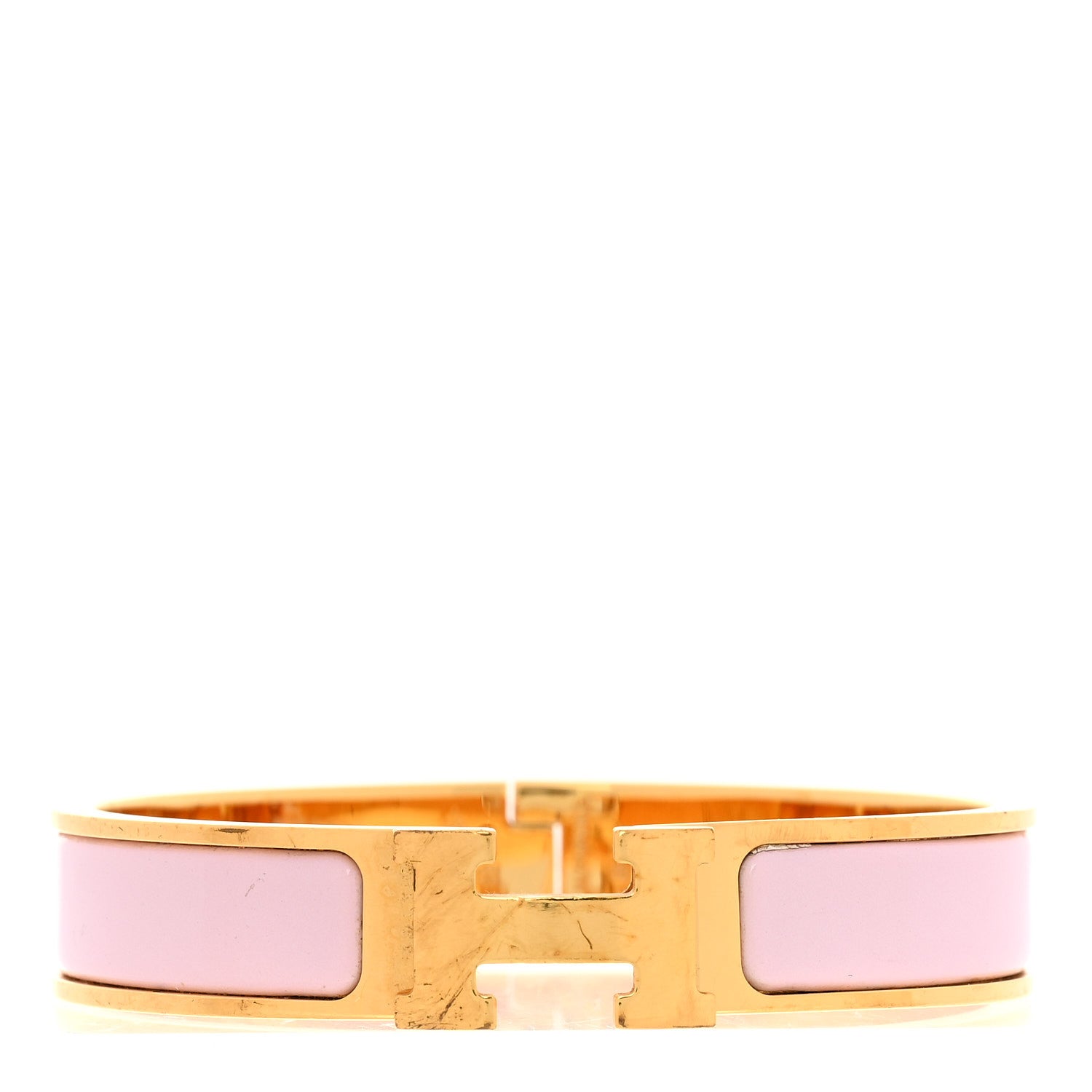 Hermes Enamel Narrow Clic Clac H Bracelet PM Rose Dragee 1 of 4