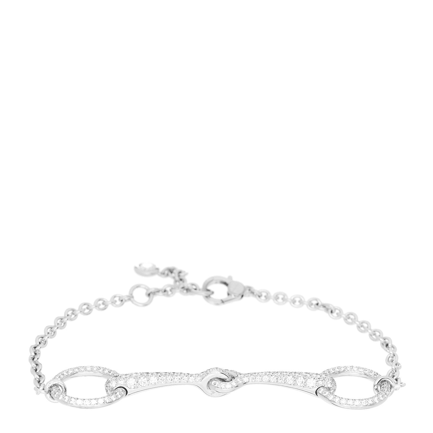 Hermes 18K White Gold Diamond TPM Filet d'Or Bracelet SH 1 of 4