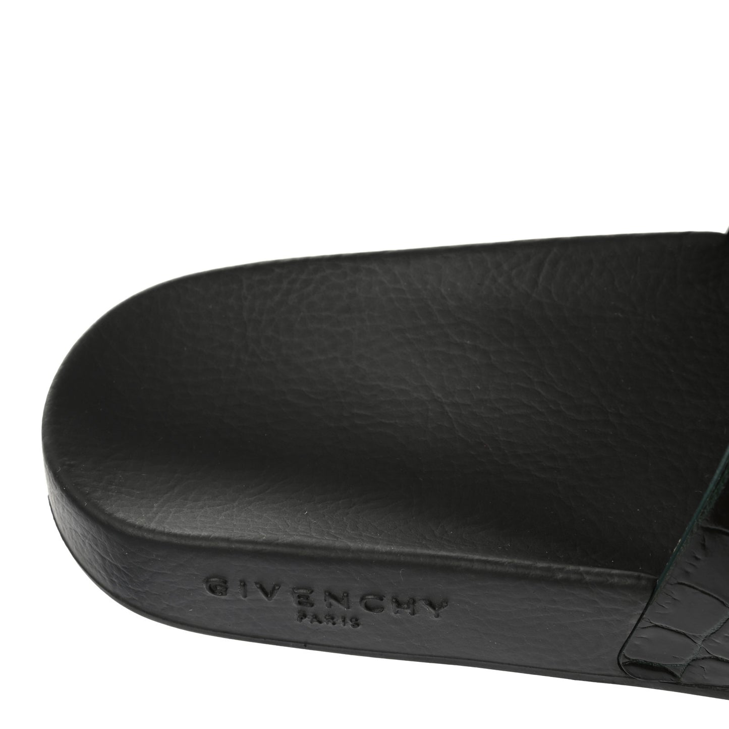 Rubber Crocodile Embossed Logo Pool Slide Sandals 37 Black