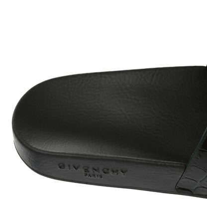 Givenchy Rubber Crocodile Embossed Logo Pool Slide Sandals 37 Black 7 of 9