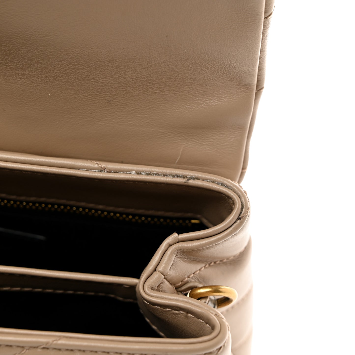 Calfskin Y Quilted Monogram Toy Loulou Crossbody Bag Dark Beige