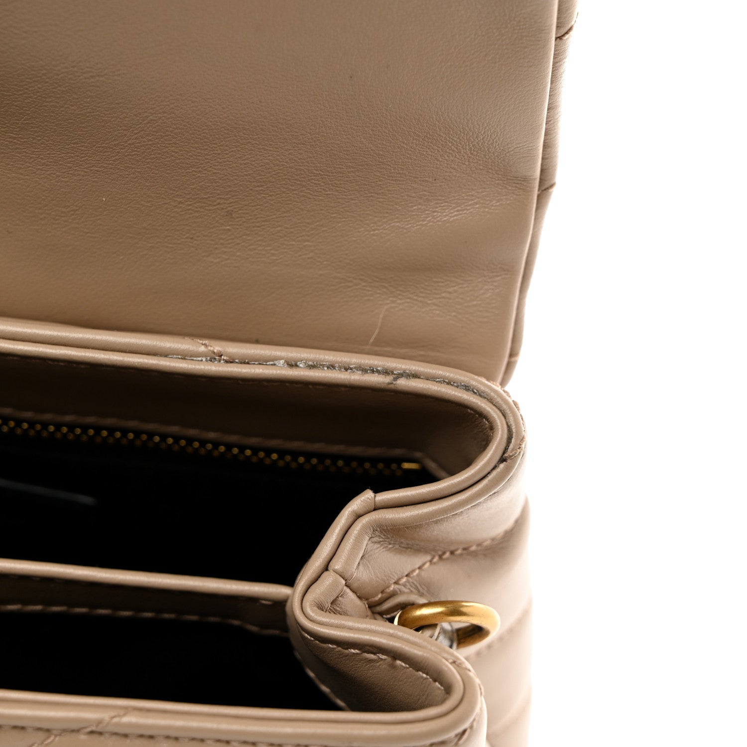 Saint Laurent Calfskin Y Quilted Monogram Toy Loulou Crossbody Bag Dark Beige 12 of 13