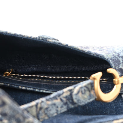 Christian Dior Denim Brocart Embroidered Saddle Bag Blue 5 of 8