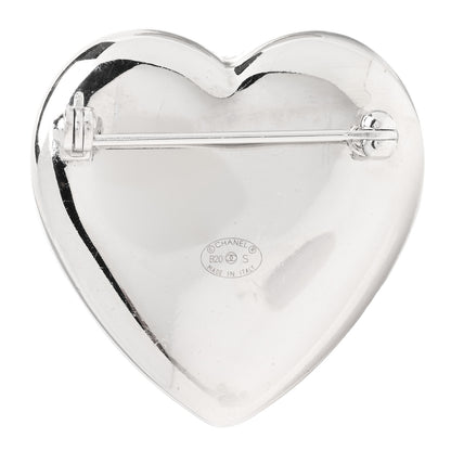 Chanel Crystal CC Heart Brooch Silver Gold 4 of 4