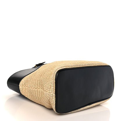 Saint Laurent Calfskin Raffia Medium Shopper Tote Naturale Black 4 of 8