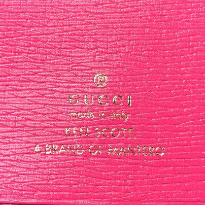 Gucci X KEN SCOTT Shangai Calfskin Pomponica Print Jackie 1961 Card Case Multicolor Fuxia Pompon 6 of 7