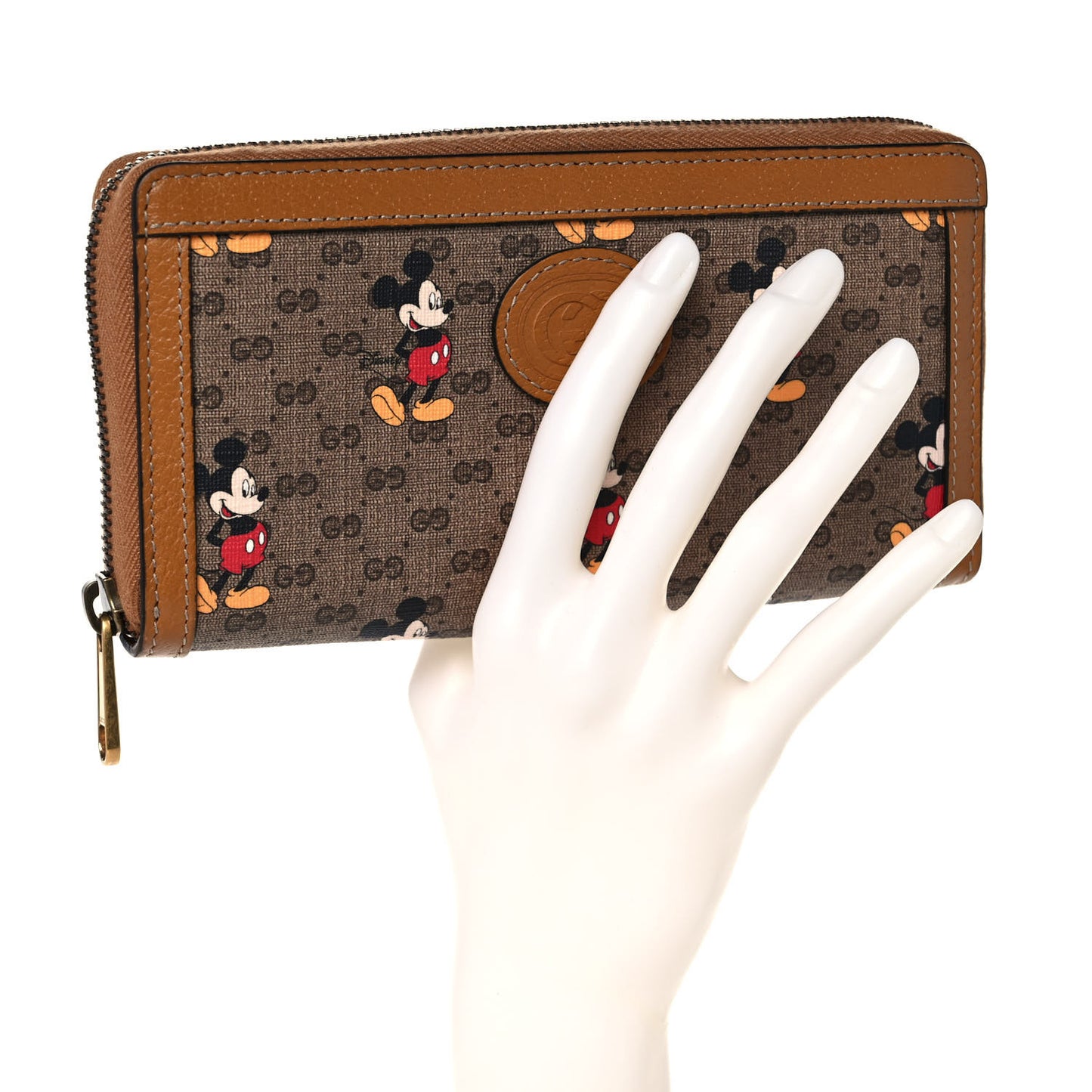 X DISNEY Mini Vintage GG Supreme Monogram Mickey Mouse Zip Around Wallet Beige Vintage Sun Oil