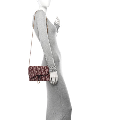 Christian Dior Oblique Saddle Chain Pouch Burgundy 2 of 9