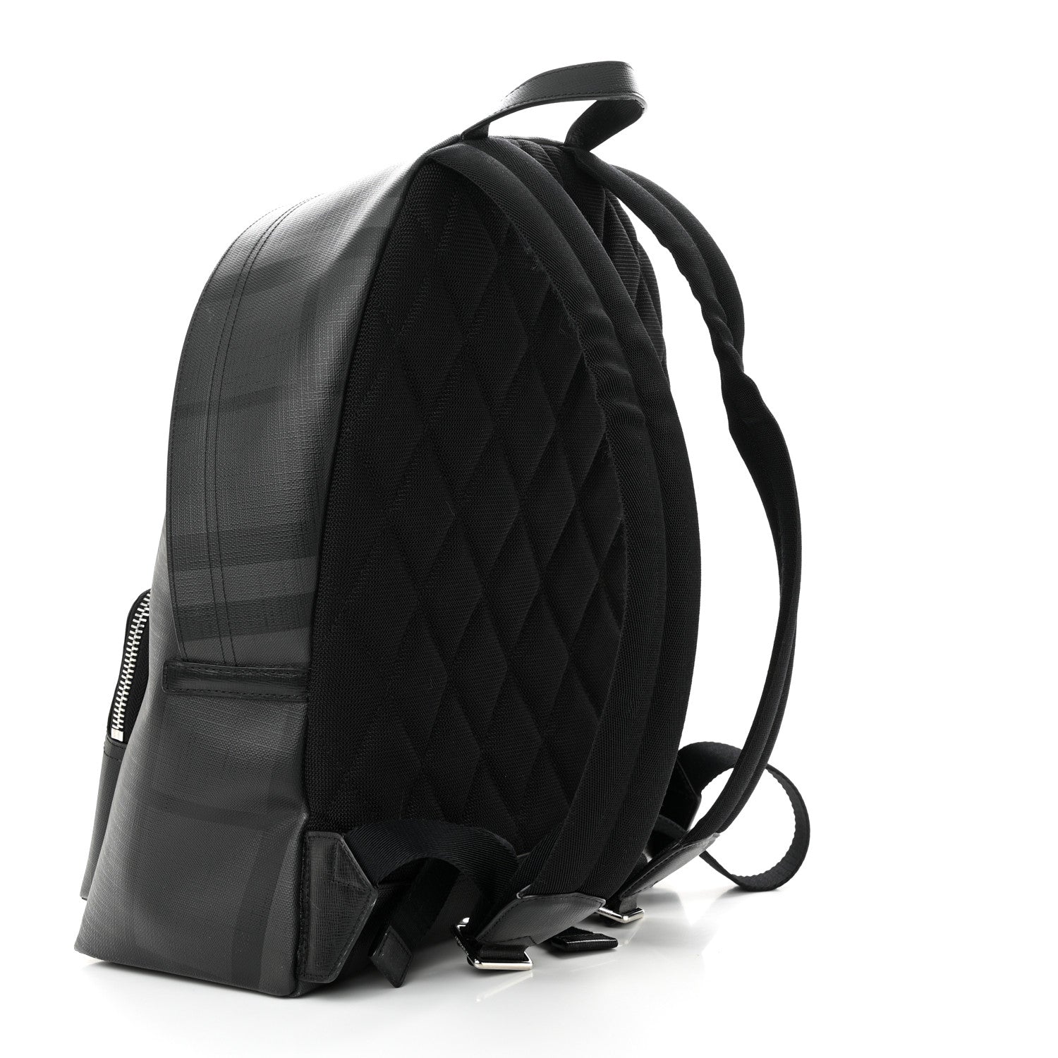 Burberry PVC Check Abbeydale Simple Backpack Black Grey 3 of 12