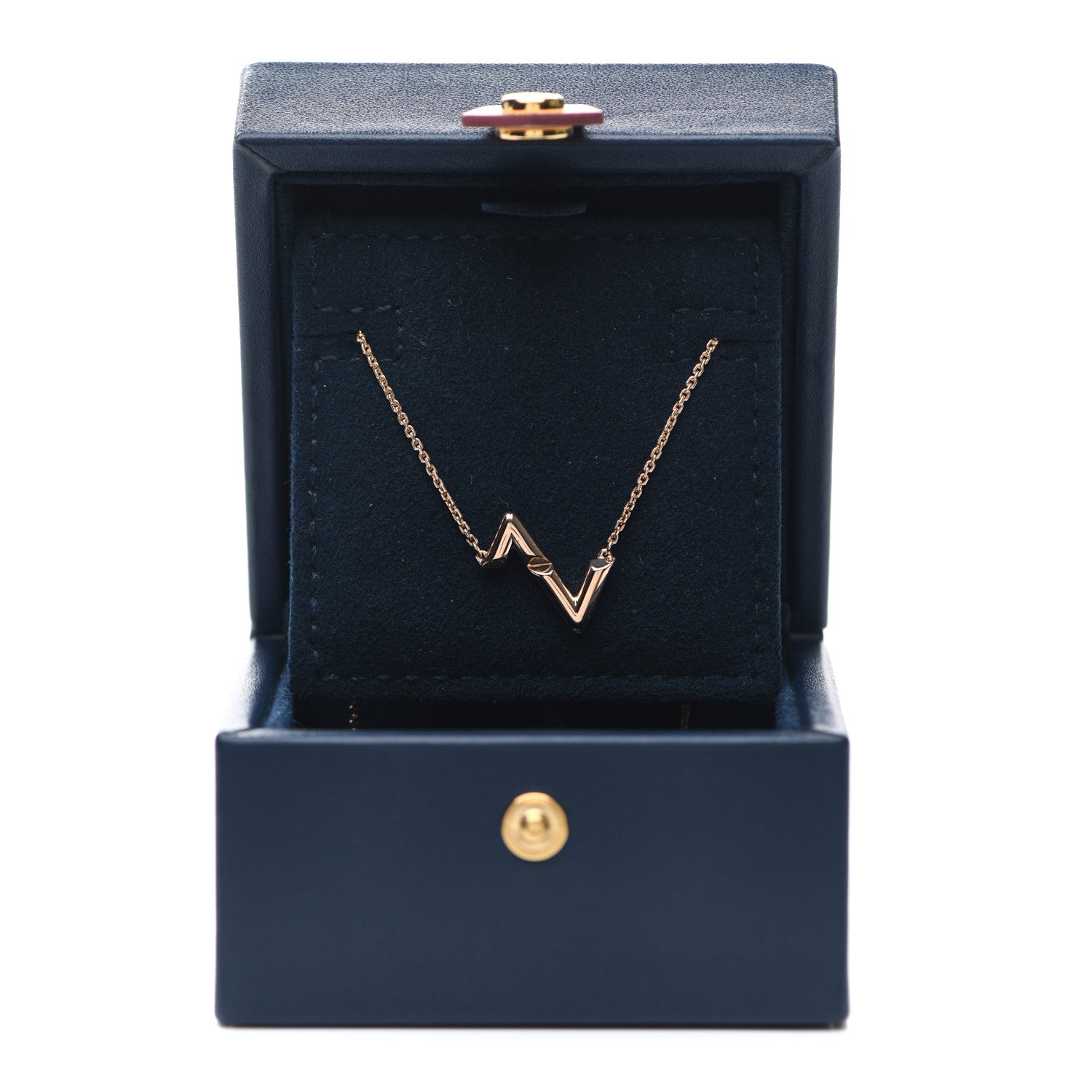 Louis Vuitton 18K Pink Gold LV Volt Upside Down Pendant Necklace 6 of 6