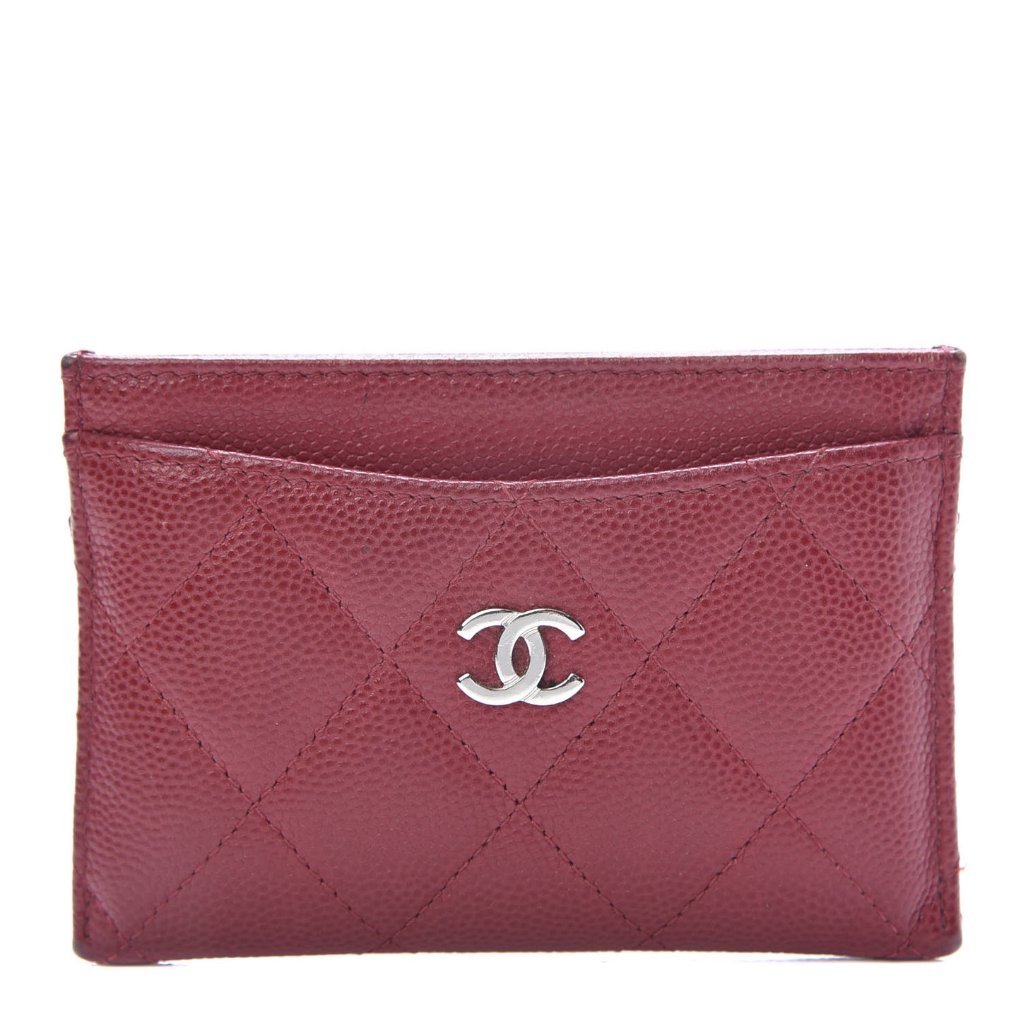 Caviar Quilted Card Holder Dark Pink