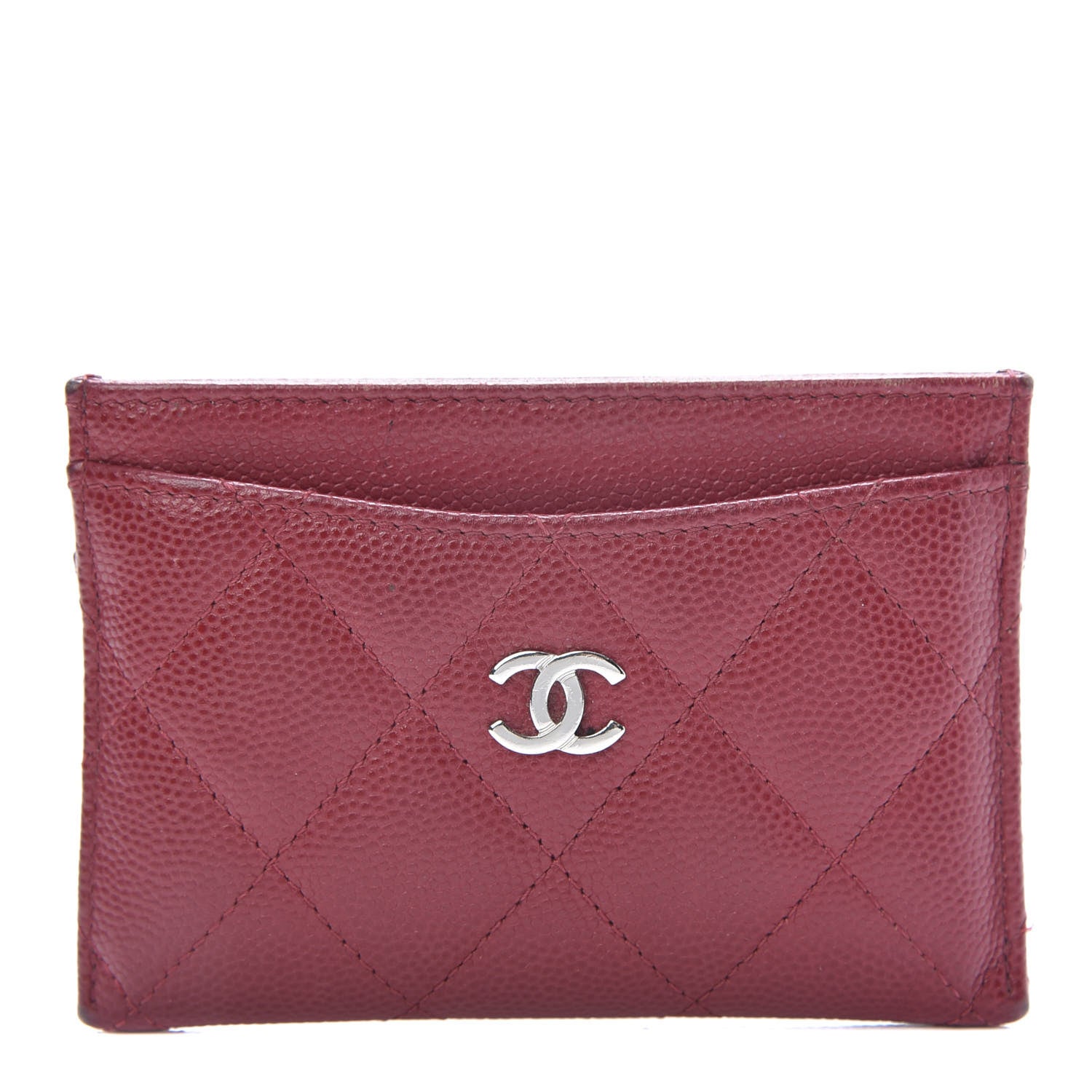 Chanel Caviar Quilted Card Holder Dark Pink 1 of 15