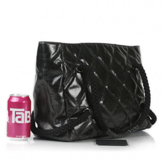 Coated Canvas Large CC Yacht Tote Black White