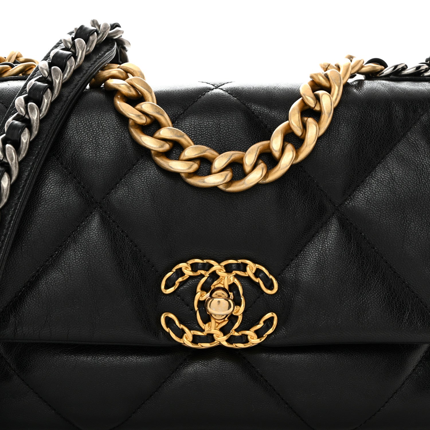 Chanel Shiny Goatskin Quilted Medium Chanel 19 Flap Black 8 of 10