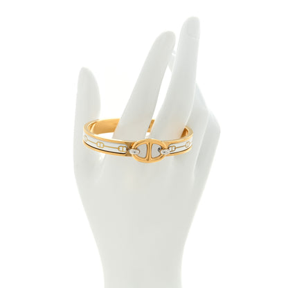 Hermes Enamel Mini Farandole Clic Chaine D'Ancre Bracelet Or White 2 of 4