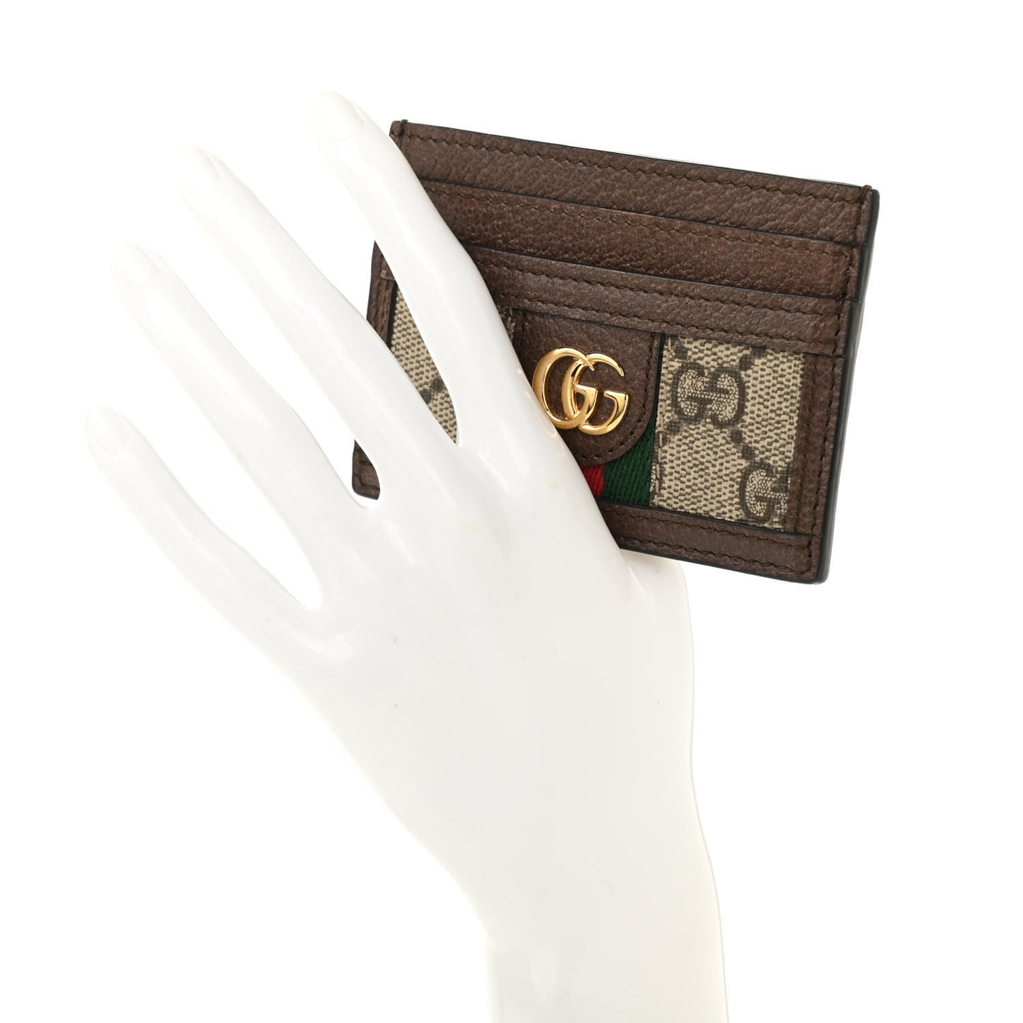 GG Supreme Monogram Ophidia Card Holder Brown
