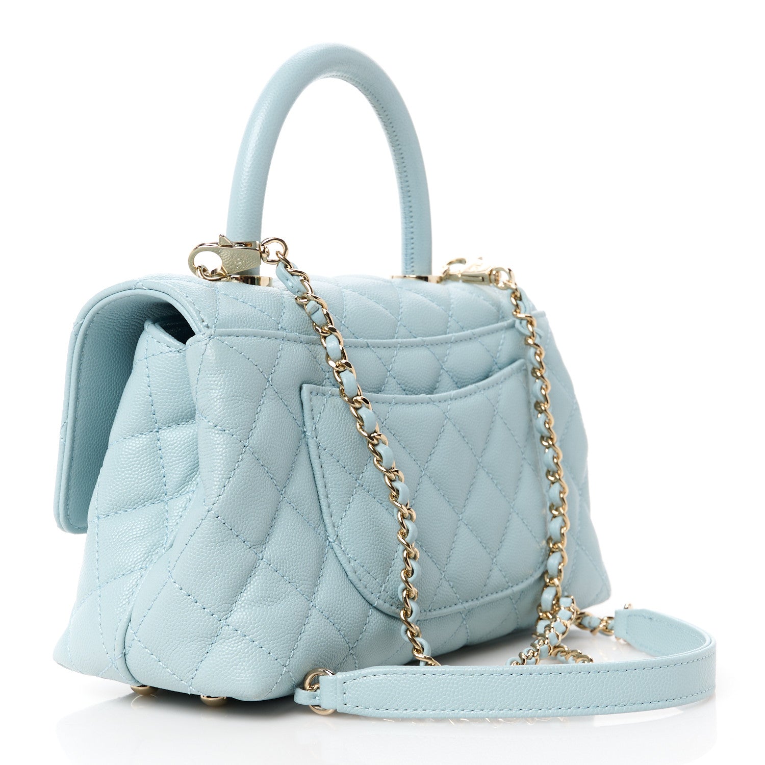 Chanel Caviar Quilted Mini Coco Handle Flap Light Blue 3 of 11