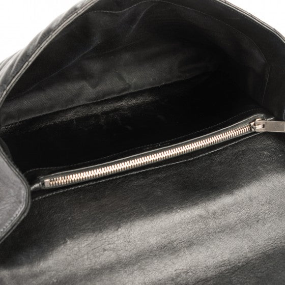 Saint Laurent Sheepskin Matelasse Chevron Monogram Large College Satchel Black 5 of 9