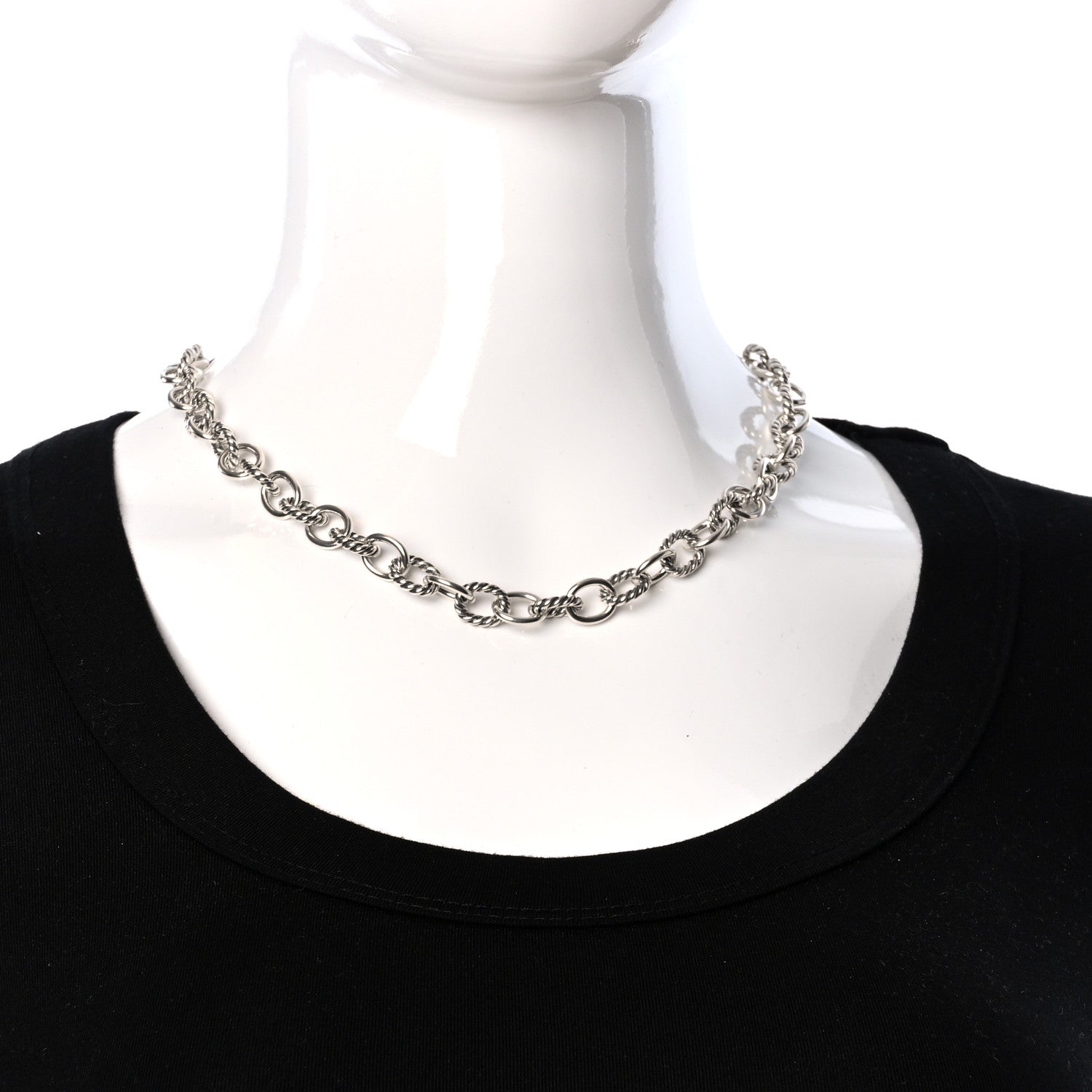David Yurman Sterling Silver 10mm Medium Oval Link Necklace 2 of 5