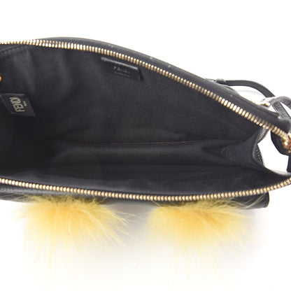 Fendi Vitello Dolce Fox Fur Monster Eyes Mini 2Jours Pouch Black Yellow 4 of 8