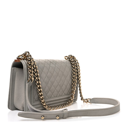 Chanel Caviar Quilted Medium Boy Flap Light Grey 2 of 10
