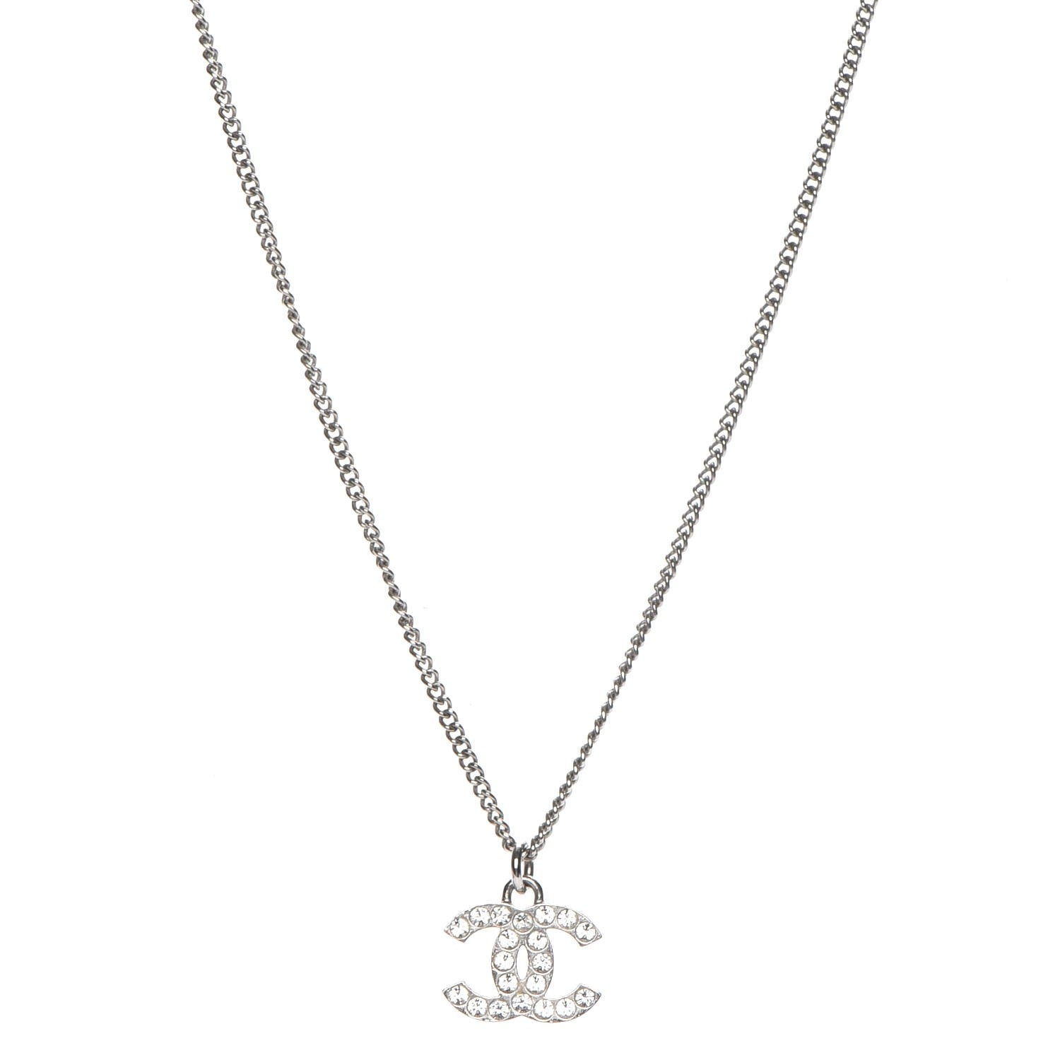 Chanel Crystal Timeless CC Necklace Silver 1 of 4