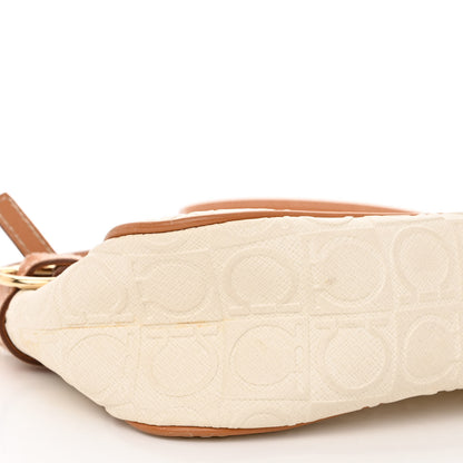 Salvatore Ferragamo Calfskin Gancini Embossed Shoulder Bag Off White 8 of 12