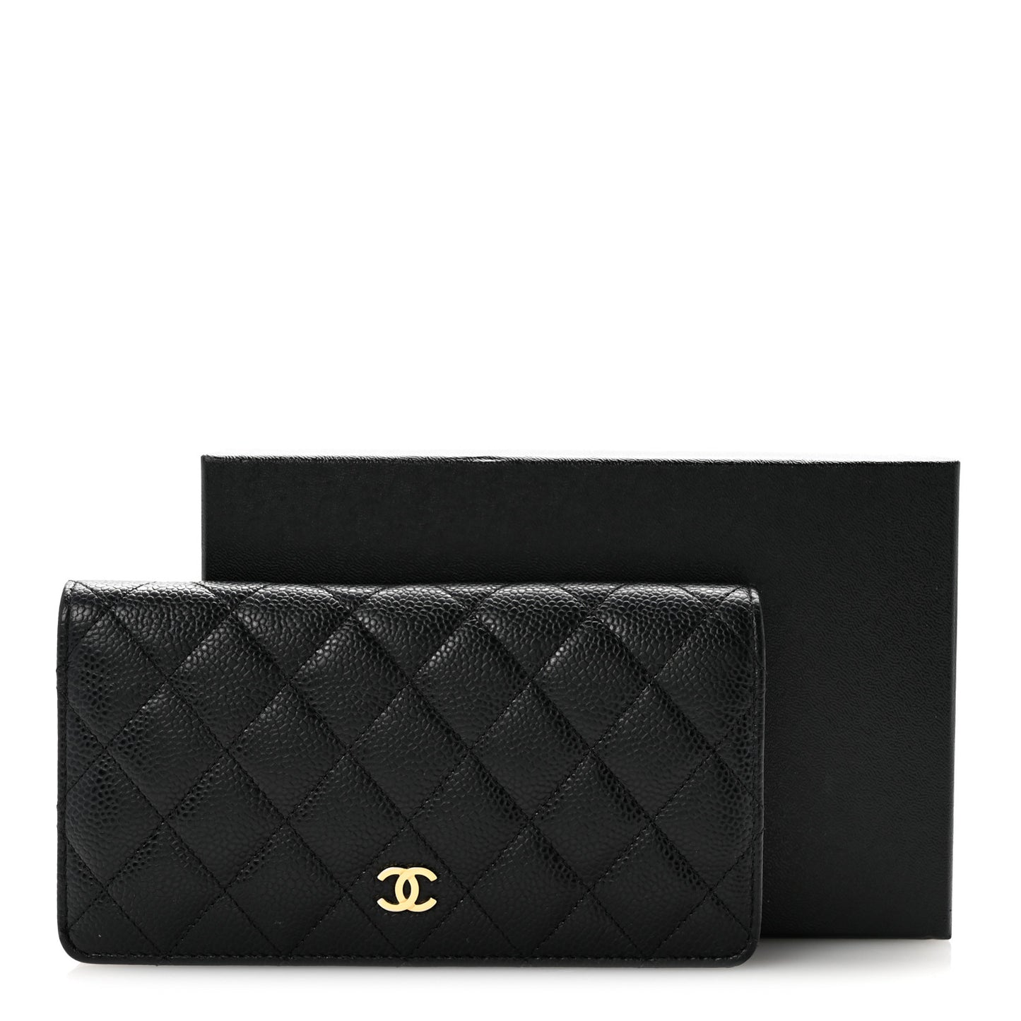 Caviar Quilted Yen Wallet Black
