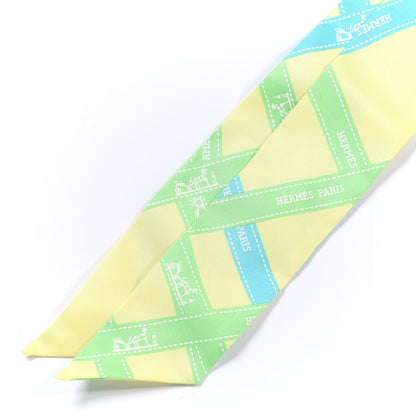 Hermes Silk Bolduc Twilly Citron Vert Vif Turquoise 3 of 4