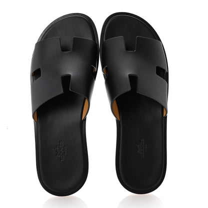 Hermes Calfskin Mens Izmir Sandals 44 Black 2 of 10