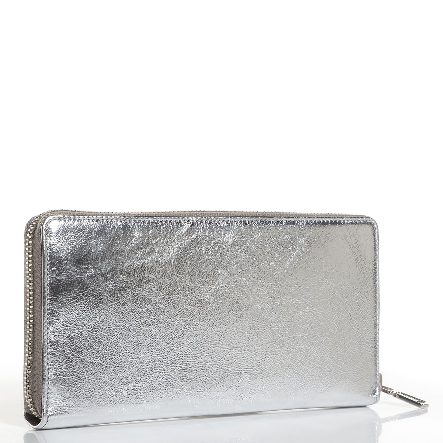 Metallic Calfskin Belle De Jour Zip Around Wallet Moon